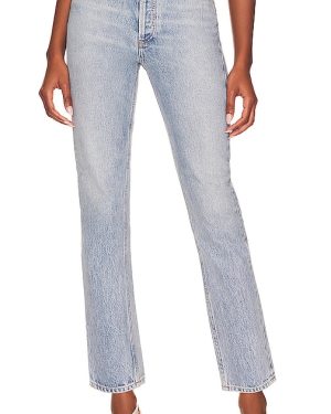 AGOLDE Riley High Rise Straight Crop Jeans in Blue. Size 33, 34.