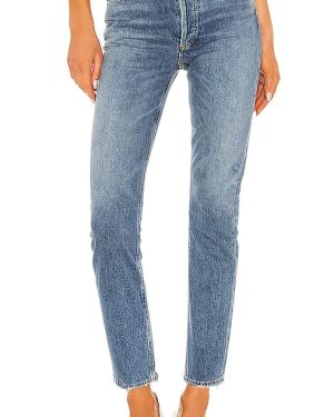 AGOLDE Riley High Rise Straight Crop Jeans in Denim-Medium. Size 25, 26, 27, 28, 29, 30, 31, 32, 33, 34.