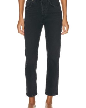 AGOLDE Riley High Rise Straight Crop Jeans in Panoramic - Black. Size 24 (also in 27, 28, 29, 30, 31, 32, 33, 34).