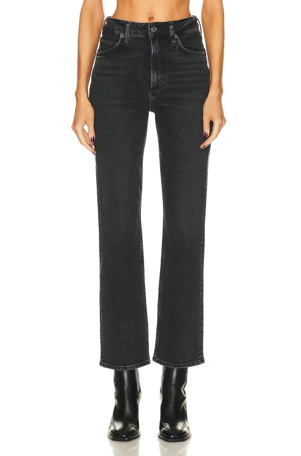 AGOLDE Vintage High Rise Bootcut Jeans in Technique - Black. Size 34 (also in ).