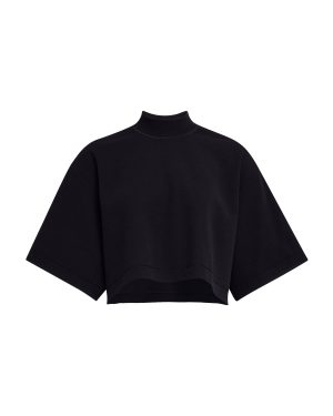 ALAA - Oversized Cotton-Wool Crop Top - Black - FR 38 - Moda Operandi
