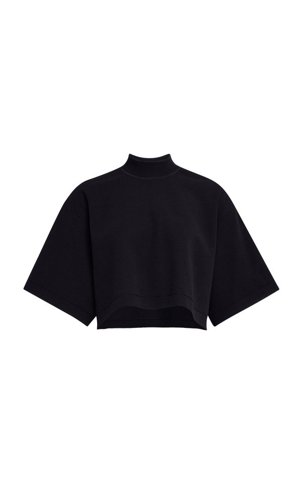 ALAA - Oversized Cotton-Wool Crop Top - Black - FR 38 - Moda Operandi