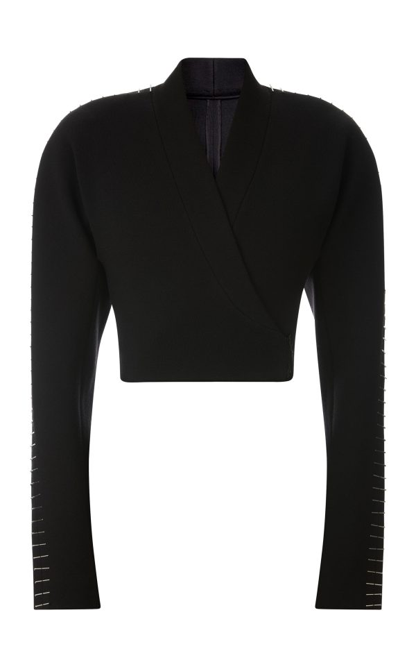 ALAA - Pin-Detailed Wool-Blend Cropped Wrap Jacket - Black - FR 38 - Moda Operandi
