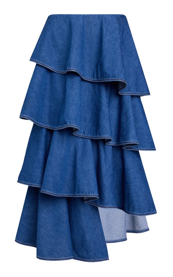 ALAA - Spiral Denim Skirt - Blue - FR 36 - Moda Operandi