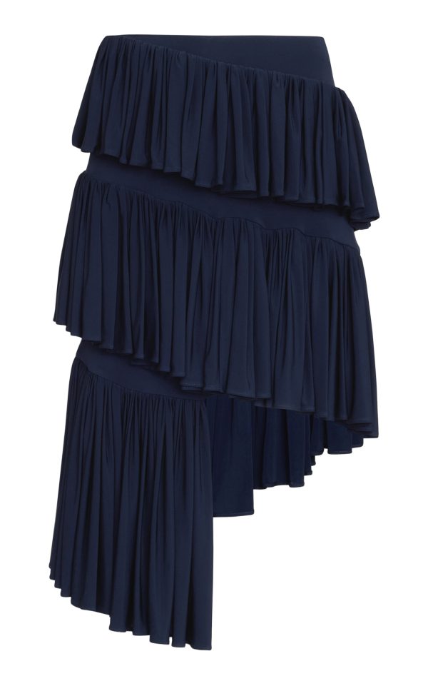 ALAA - Spiral Tiered Cotton Midi Skirt - Blue - FR 36 - Moda Operandi
