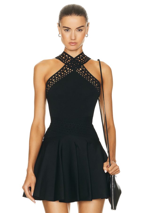 ALAÏA Vienne Bodysuit in Noir Alaia - Black. Size 44 (also in ).