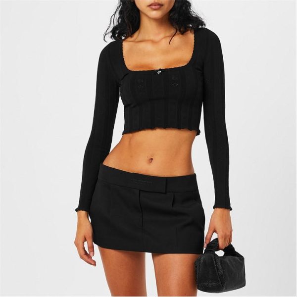 ALEXANDER WANG Ribbed Crop Top - Black