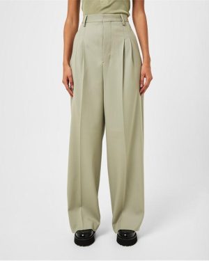 AMI PARIS High Waisted Large Tailored Trousers - Green
