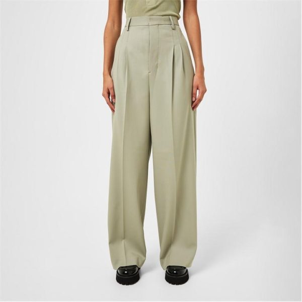 AMI PARIS High Waisted Large Tailored Trousers - Green