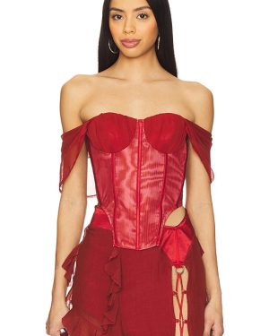 AMOR MIA Assassin Corset Top in Red. Size M, S, XS.