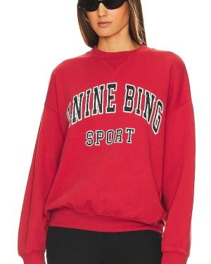 ANINE BING Jaci Sweatshirt in Red. Size S, XS.