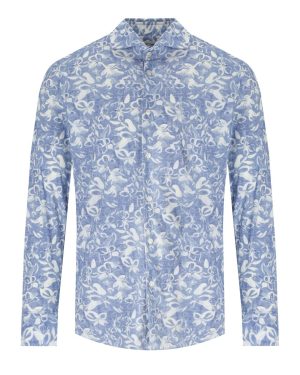 ARCHIVIUM LIGHT BLUE DENIM EFFECT FLORAL SHIRT