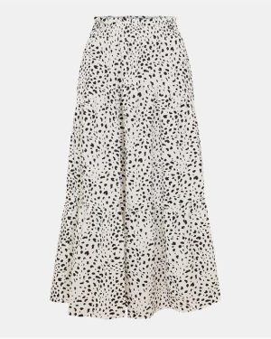 AX Paris Black And White Animal Print Shirred Waist Maxi Skirt - Multi
