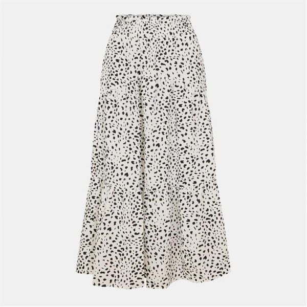AX Paris Black And White Animal Print Shirred Waist Maxi Skirt - Multi