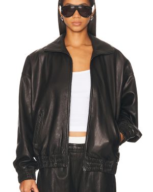 Acne Studios Lemmy Crop Leather Jacket in Black - Black. Size 36 (also in 38, 40, 42).