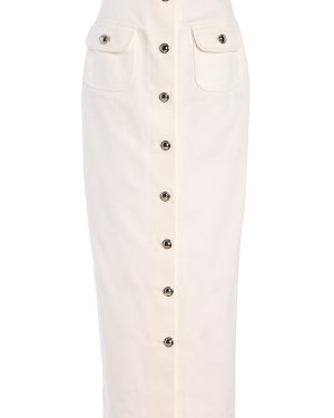 Adam Lippes - Dakota Button-Detailed Denim Midi Skirt - White - US 4 - Moda Operandi