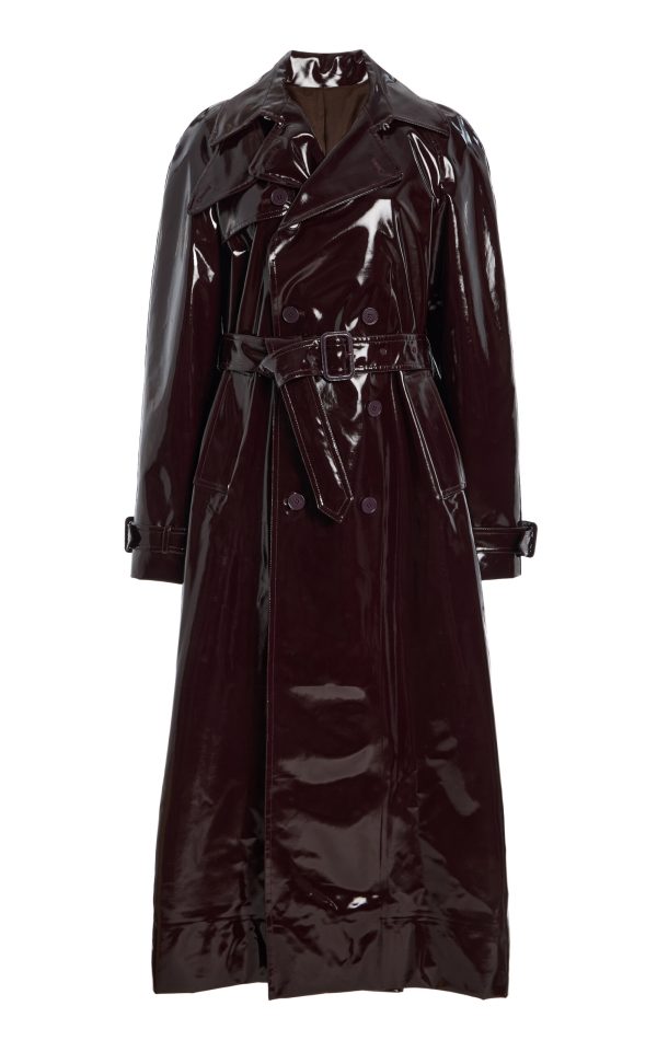 Adam Lippes - Double-Breasted Lacquer-Canvas Trench Coat - Burgundy - US 8 - Only At Moda Operandi