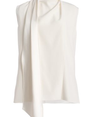 Adam Lippes - Scarf-Detailed Satin-Back Crepe Blouse - Ivory - US 00 - Only At Moda Operandi