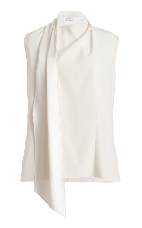 Adam Lippes - Scarf-Detailed Satin-Back Crepe Blouse - Ivory - US 00 - Only At Moda Operandi