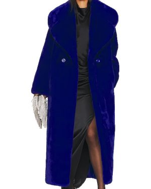 Adrienne Landau Faux Fur Coat in Royal. Size S.