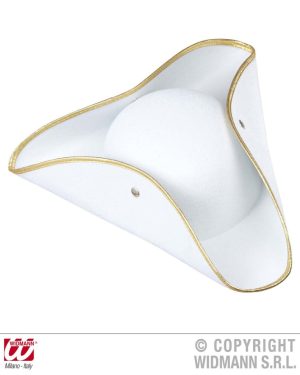 Adult's White Tricorn Felt Hat - white pirate tricorn felt hats caps headwear fancy dress costumes acces guard dancer tricorne chapeau de bride
