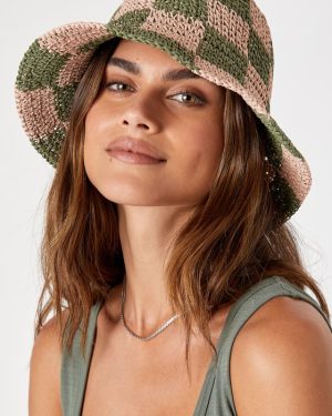 Aesthetic Babe Green and Pink Checkered Bucket Hat