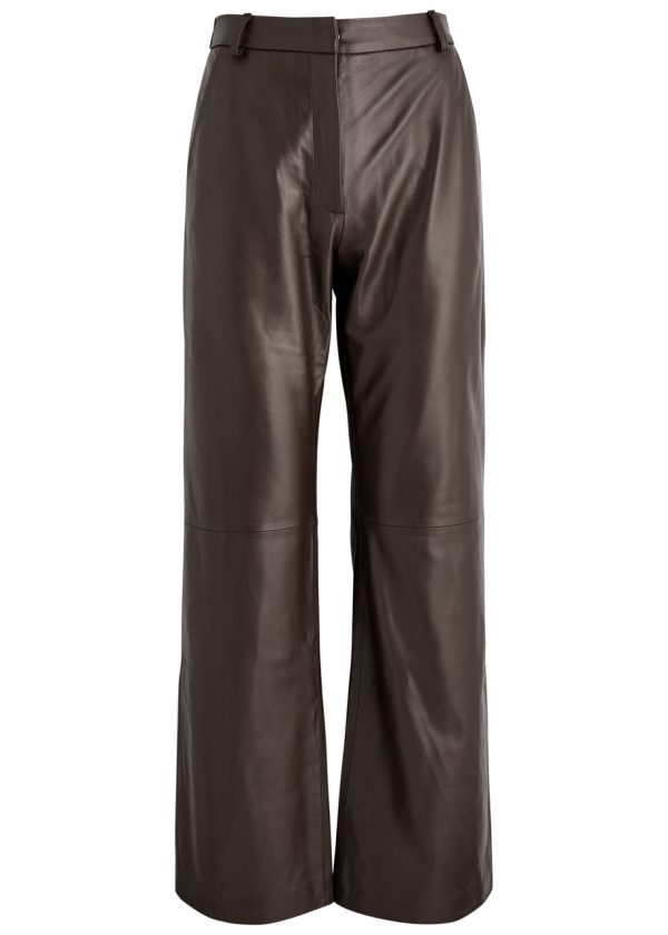Aexae Straight-leg Leather Trousers - Brown - S (UK8-10 / S)