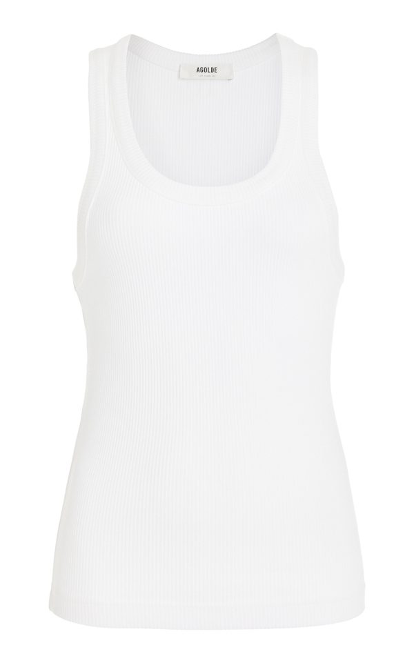 Agolde - Poppy Cotton Jersey Tank Top - White - XS - Moda Operandi