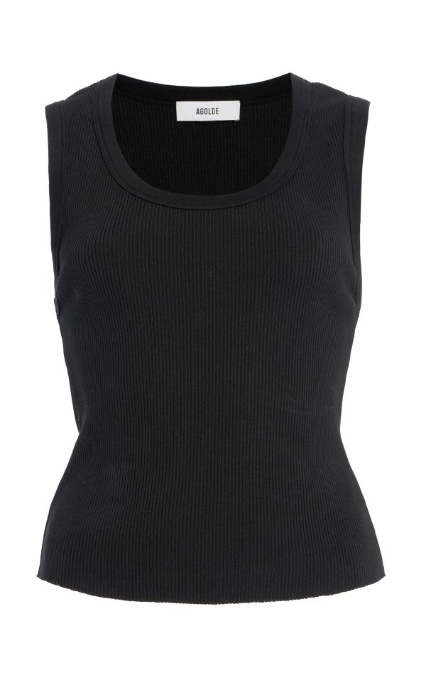 Agolde - Poppy Shrunken Jersey Tank Top - Black - XS - Moda Operandi