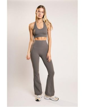 Agon Khaki Halter-Neck Crop-Top - Green