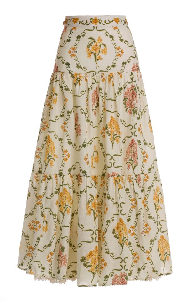 Agua by Agua Bendita - Anis Floral Maxi Skirt - White - XS - Only At Moda Operandi