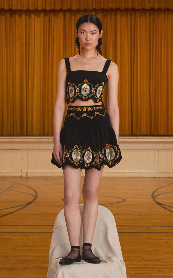 Agua by Agua Bendita - Duria Embroidered Crop Top - Black - XL - Only At Moda Operandi