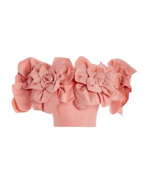 Aje - Etta Off-The-Shoulder Floral-Appliqud Taffeta Crop Top - Pink - AU 6 - Moda Operandi