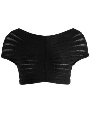 Alaa Off-the-shoulder Cropped Knitted top - Black - 36 (UK8 / S)