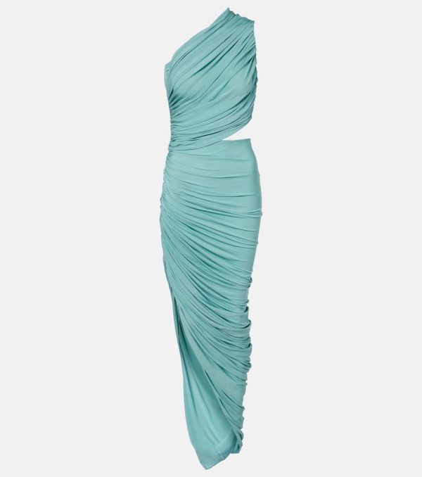 Alaia Asymmetric ruched jersey maxi dress