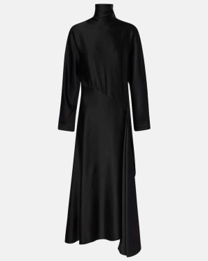 Alaia Asymmetric satin midi dress