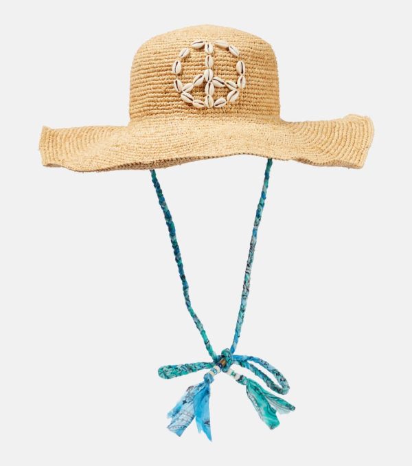 Alanui Seashell-embellished raffia sun hat