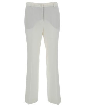 Alberto Biani White Low Waist Flared Trousers In Technical Fabric Woman