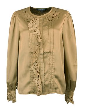 Aleeya Satin Lace Ruffle Blouse