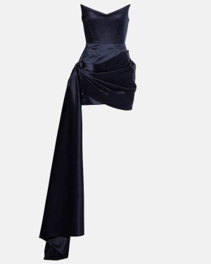 Alex Perry Asymmetric satin corset dress