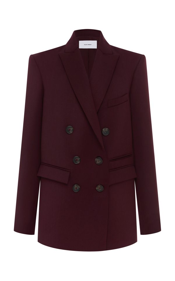 Alex Perry - Oversized Wool Suiting Blazer - Burgundy - UK 4 - Moda Operandi