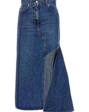 Alexander McQueen Pencil Denim Skirt With Cut-out