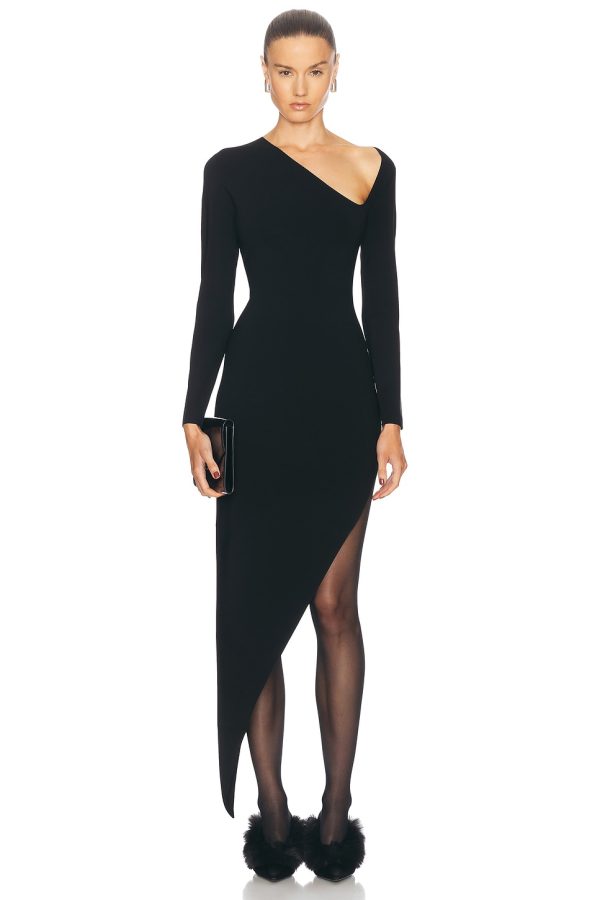 Alexander Wang Long Sleeve Asymmetric Dress in Black - Black. Size S (also in ).