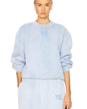 Alexander Wang Terry Crewneck Sweatshirt in Washed Pale Blue - Blue. Size S (also in ).
