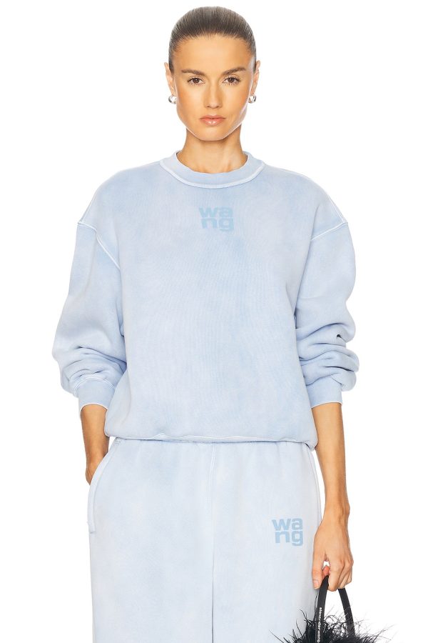 Alexander Wang Terry Crewneck Sweatshirt in Washed Pale Blue - Blue. Size S (also in ).