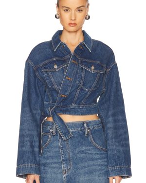 Alexander Wang Wrapped Trucker Jacket in Deep Blue - Blue. Size XS (also in ).