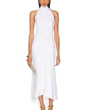 Alexandre Vauthier Halter Neck Midi Dress in Optical White - White. Size 38 (also in 40, 42, 44).