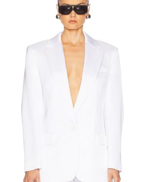 Alexandre Vauthier Satin Taiiloring Blazer in Optical White - White. Size 34 (also in 36, 38, 40, 42, 44).