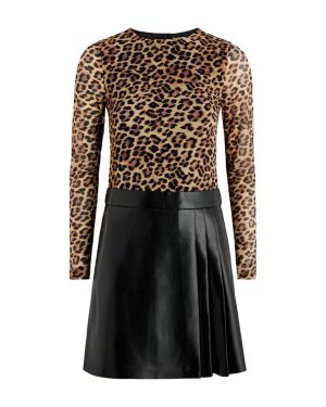 Alice + Olivia Chara Leopard-print Tulle and Faux Leather Mini Dress - 10 (UK14 / L)