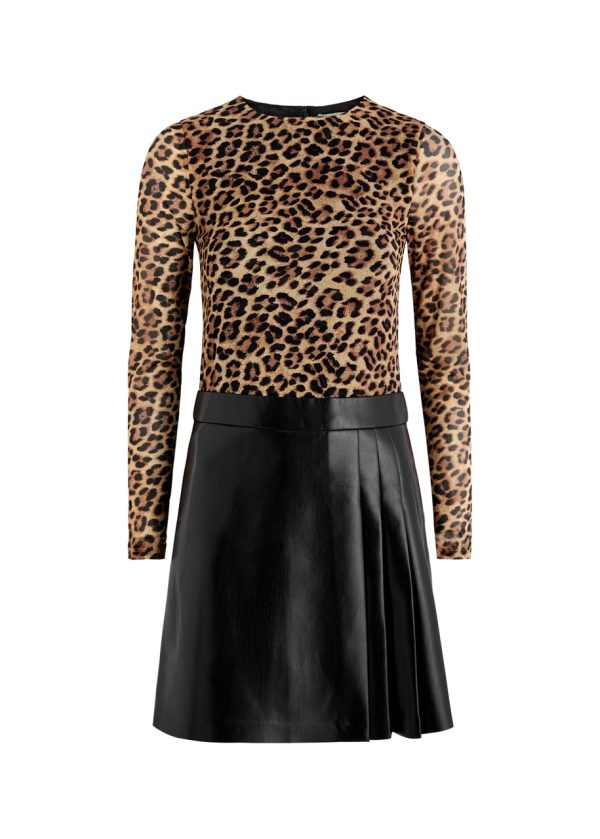 Alice + Olivia Chara Leopard-print Tulle and Faux Leather Mini Dress - 10 (UK14 / L)